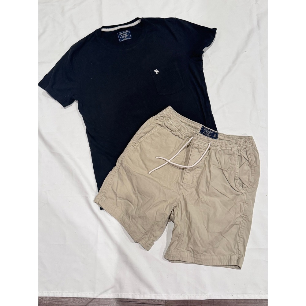Abercrombie & Fitch T-Shirt‎ and Shorts Set Mens XS Khaki Preppy Summer Casual